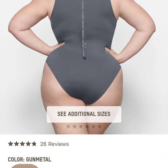 SOLD OUT ONLINE Skims sleeveless one piece in Gunmetal colour. - Picture 2 of 5